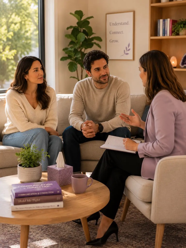 Couples therapy session in Melbourne focused on communication skills, relationship patterns, emotional connection, and trust building.